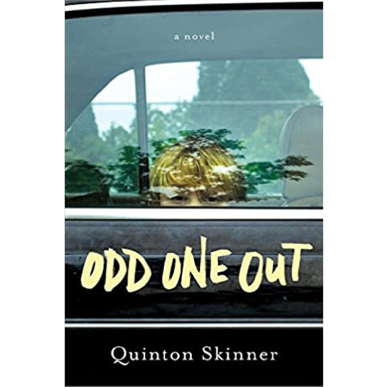 Image of a book cover. Small boy looking out the window. Book titled "Odd One Out" by author Quinton Skinner.
